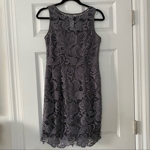 Adriana Papell charcoal lace sheath dress